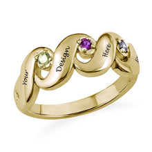 Lade das Bild in den Galerie-Viewer, Personalisierter Mütter Ring mit vier Edelsteinen J0010 mit Gravur selbst gestalten

