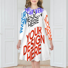 Lade das Bild in den Galerie-Viewer, Multi-Image-Design Mädchen Langarm Kleid Jerseykleid A-Linien-Kleid F6Q mit Foto Design Motiv Text selbst gestalten und bedrucken