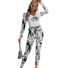 Lade das Bild in den Galerie-Viewer, Sportlicher Sweatshirtanzug mit V-Ausschnitt NZ153 für Damen Frauen mit Foto selbst gestalten und bedrucken