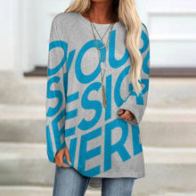 Lade das Bild in den Galerie-Viewer, Einzelbilddruck All Over-Druck Gestricktes graues Tuch langes Rundhals Langarm Shirt TShirt BL mit Fotos Muster Text Logo selbst gestalten und bedrucken