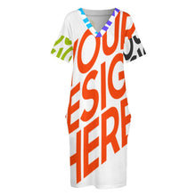Lade das Bild in den Galerie-Viewer, Multi-Image-Druck Lockeres T-Shirt Kleid mit Taschen Frauen LQ Bis 5XL mit Fotos Muster Text Logo selbst gestalten und bedrucken