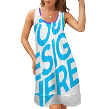 Lade das Bild in den Galerie-Viewer, Multi-Image-Druck Damen / Frauen gefälschtes zweiteiliges Kleid mit U-Ausschnitt in ärmelloser Form mit Fotos Muster Text Logo selbst gestalten und bedrucken