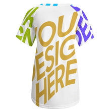 Lade das Bild in den Galerie-Viewer, Multi-Image-Druck Damen / Frauen TSHIRT T-Shirt Kleid Lang mit Rundhalsausschnitt Oversize AQT mit Fotos Muster Text Logo selbst gestalten und bedrucken