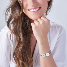 Lade das Bild in den Galerie-Viewer, Disc Armband Armkette mit drei ovalen gravierbaren Scheiben mit Gravur S0042 mit 18K Gold Roségold Vergoldung selbst gestalten