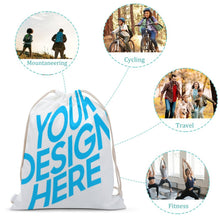 Lade das Bild in den Galerie-Viewer, Jutebeutel Segeltuch Canvas Kordelzugbeutel Kordeltasche Rucksack mit Kordelzug (Beidseitiger Druck mit dem gleichen Bild) mit Fotos Muster Text Logo selbst gestalten und bedrucken