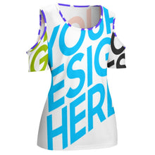 Lade das Bild in den Galerie-Viewer, Multi-Image-Druck Damen / Frauen Casual Short Sleeve Shirt TSHIRT mit Cut-outs ACT mit Fotos Muster Text Logo selbst gestalten und bedrucken