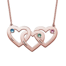 Lade das Bild in den Galerie-Viewer, Personalisierte Verflochtene Herzkette mit Geburtssteinen X0063 mit Gravur selbst gestalten