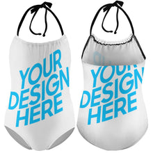 Lade das Bild in den Galerie-Viewer, Einteiliger NT017 Badeanzug mit Neckholder für Mädchen online mit Foto selbst gestalten und bedrucken