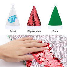 Lade das Bild in den Galerie-Viewer, Weihnachtsmütze Weihnachtshut mit Pailletten grün oder rot selbst gestalten und bedrucken