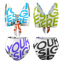 Lade das Bild in den Galerie-Viewer, Multi-Image-Druck Push-Up Triangle Bikini Set mit Zierschleife Damen 2 teilig Bk2079 mit Fotos Muster Text Logo selbst gestalten und bedrucken