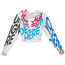Lade das Bild in den Galerie-Viewer, Multi-Image-Design Kapuzenjacke Kapuzensweatshirt Crop Top mit Kordelzug MSYX94 mit Foto Design Motiv Text selbst gestalten und bedrucken (Simple Design)