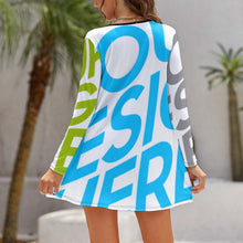 Lade das Bild in den Galerie-Viewer, Multi-Image-Design Damen / Frauen Langarm Kleid Jerseykleid Sommer NZ035 mit Foto Design Motiv Text selbst gestalten und bedrucken