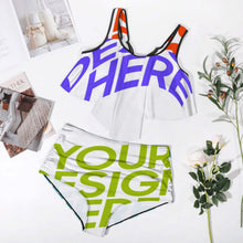 Lade das Bild in den Galerie-Viewer, Multi-Image-Druck Damen / Frauen Push-UP Bikinis Set mit Highwaist-Bikini-Hose FT5095 mit Fotos Muster Text Logo selbst gestalten und bedrucken