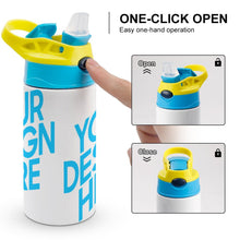 Lade das Bild in den Galerie-Viewer, Wasserbecher Trinkbecher Becher mit Deckel & Strohhalm für Kinder mit Fotos Muster Text Logo selbst gestalten und bedrucken