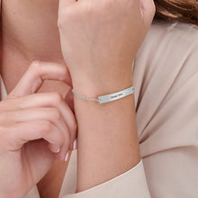 Lade das Bild in den Galerie-Viewer, Personalisiertes Armband "Coordinate" mit Namensplatte S0027 mit Namen Gravur mit 18K Gold Roségold Vergoldung selbst gestalten