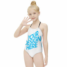 Lade das Bild in den Galerie-Viewer, Einteiliger NT017 Badeanzug mit Neckholder für Mädchen online mit Foto selbst gestalten und bedrucken