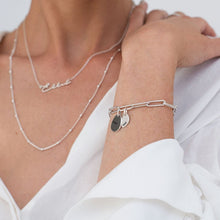 Lade das Bild in den Galerie-Viewer, 925 Sterling Silber Damen Büroklammer Charm Armkette ME Link Chain S0001 mit Gravur mit 18K Gold Roségold Vergoldung Länge verstellbar selbst gestalten