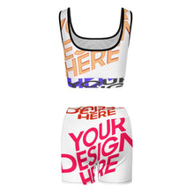 Lade das Bild in den Galerie-Viewer, Multi-Image-Design Hochwertiges Yoga Set Trainingsanzug mit Crop Top und Short 2-tlg YJ052 mit Foto Design Motiv Text selbst gestalten und bedrucken