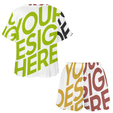 Lade das Bild in den Galerie-Viewer, Multi-Image-Druck Damen / Frauen Freizeitanzug Hausanzug T-Shirt & Shorts UTZ mit Fotos Muster Text Logo selbst gestalten und bedrucken