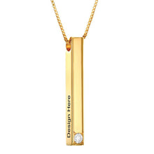Lade das Bild in den Galerie-Viewer, Dreidimensionale Barrenkette Gold- / Rosévergoldetes 925er Sterling Silber / Kupfer und Labor-gefertigtem Zirkonia mit Namen Gravur selbst gestalten