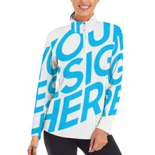 Lade das Bild in den Galerie-Viewer, Einzelbilddruck Damen / Frauen Laufshirt Langarm Sport Shirt Funktionsshirt SDS007 mit Reißverschluss und Stehkragen mit Fotos Muster Text Logo selbst gestalten und bedrucken