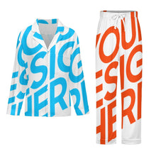 Lade das Bild in den Galerie-Viewer, Einzelbild-Design Damen / Frauen Schlafanzug Pyjama Set Langarm - Kragen Classic (2 tlg.) SDS062 mit Foto Design Motiv Text selbst gestalten und bedrucken