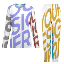 Lade das Bild in den Galerie-Viewer, Multi-Image-Druck Pajamas lang zweiteiliger Schlafanzug Damen / Frau BTZ mit Fotos Muster Text Logo selbst gestalten und bedrucken