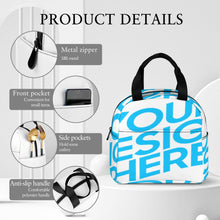 Lade das Bild in den Galerie-Viewer, Einzelbilddruck Große Lunchtasche Kühltasche Isoliertasche Lunchbag Thermotasche mit Reißverschluss mit Fotos Muster Text Logo selbst gestalten und bedrucken