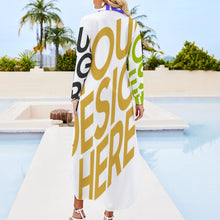 Lade das Bild in den Galerie-Viewer, Multi-Image-Druck Damen / Frauen Langarm Hemdblusenkleid Blusenkleid Shirtkleid mit Knopfkragen JS mit Fotos Muster Text Logo selbst gestalten und bedrucken