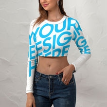 Lade das Bild in den Galerie-Viewer, Sexy Crop Top T-Shirt NZ108 Langarmshirt mit Bauchnabel - Damen / Frauen - selbst gestalten und bedrucken