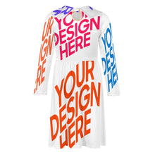 Lade das Bild in den Galerie-Viewer, Multi-Image-Design Mädchen Langarm Kleid Jerseykleid A-Linien-Kleid F6Q mit Foto Design Motiv Text selbst gestalten und bedrucken