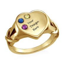 Lade das Bild in den Galerie-Viewer, Persönlich gestalteter herzförmiger Ring J0009 aus 925er Sterling Silber mit Namen Gravur selbst gestalten