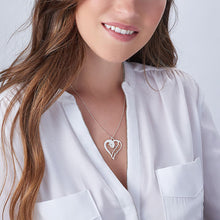 Lade das Bild in den Galerie-Viewer, Doppelherz-Halskette mit Diamant X0019 aus Sterling Silber mit 18K Gold / Roségold Vergoldung mit zwei Namen nach Wünsche selbst gestalten