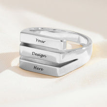 Lade das Bild in den Galerie-Viewer, Personalisierter 925er Sterling Silber Trio Ring J0013 mit Gravur selbst gestalten
