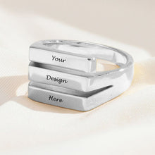 Lade das Bild in den Galerie-Viewer, Personalisierter 925er Sterling Silber Trio Ring J0013 mit Gravur selbst gestalten