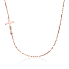 Lade das Bild in den Galerie-Viewer, Persönliche 925 Sterling Silber Halskette Kette mit Kreuz und Wunschgravur X0032 mit 18K Gold Roségold Vergoldung Länge verstellbar selbst gestalten