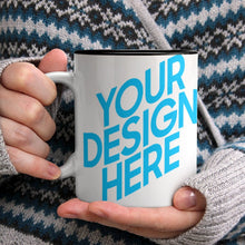 Lade das Bild in den Galerie-Viewer, Fototasse mit schwarzer Innenseite mit Fotos Muster Text Logo selbst gestalten und bedrucken