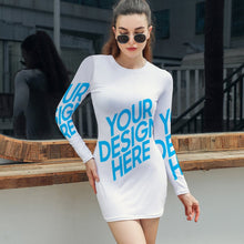 Lade das Bild in den Galerie-Viewer, Langarmkleid, enges Kleid T10 für Damen Frauen mit Foto Text selbst gestalten und bedrucken