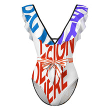Lade das Bild in den Galerie-Viewer, Multi-Image-Design 2024 NEW Bademode Frauen Sexy Einteiliger Badeanzug Strandbadeanzug V Ausschnitt SDS2003 mit Rüschen Volants mit Foto Design Motiv Text selbst gestalten und bedrucken