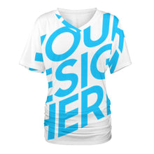 Lade das Bild in den Galerie-Viewer, Einzelbilddruck Tshirt Damen mit V-Ausschnitt mit Falten Dekoration BHT mit Namen Fotos Text selbst gestalten und bedrucken
