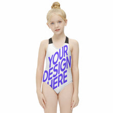 Lade das Bild in den Galerie-Viewer, Multi-Image-Design Mädchen Bademode Fashion Badeanzug NT018 mit Foto Design Motiv Text selbst gestalten und bedrucken