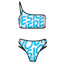 Lade das Bild in den Galerie-Viewer, 2023 New edle Einzelbild-Design EIN Schulter Bademode Push-Up Bustier Bikini Set 2 teilig mit Ihrem Foto Motiv und Text selbst gestalten und bedrucken