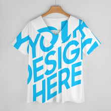 Lade das Bild in den Galerie-Viewer, Einzelbilddruck Allover Print TShirt Kuzarm mit einem V- Ausschnitt Damen / Frauen BDT mit Fotos Muster Text Logo selbst gestalten und bedrucken