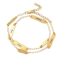 Lade das Bild in den Galerie-Viewer, Personalisierte Armkette Armband Fußkette "Milestone" S0021 mit Namen Gravur mit 18K Gold Roségold Vergoldung selbst gestalten