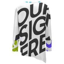 Lade das Bild in den Galerie-Viewer, Multi-Image-Druck Damen / Frauen Große Größen Unregelmäßiges Langarmshirt Pullover TSHIRT T-Shirt mit Fotos Muster Text Logo selbst gestalten und bedrucken