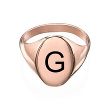 Lade das Bild in den Galerie-Viewer, Personalisierter Kupfer Oval Seal Ring Initialensiegelring J0026 mit Namen Gravur selbst gestalten