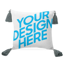 Lade das Bild in den Galerie-Viewer, Kuschelkissen Kissenbezug Kissenhülle aus Baumwolle und Leinen mit Kissenkern mit Quaste mit Foto selbst gestalten und bedrucken