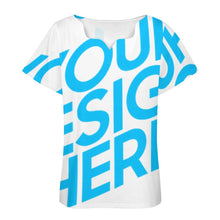 Lade das Bild in den Galerie-Viewer, Einzelbilddruck Vollprint Tshirt Damen mit wellenförmigem Ausschnitt BBT mit Foto Muster Text Logo selbst gestalten und bedrucken