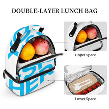 Lade das Bild in den Galerie-Viewer, Doppeldecker Kühltasche Lunchtasche mit Tragegriff mit Fotos Muster Text Logo selbst gestalten und bedrucken
