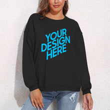Lade das Bild in den Galerie-Viewer, 100% Baumwolle Rundhalspullover Rundhalsshirt Sweatshirt A-071 für Damen Frauen mit Foto Muster Text selbst gestalten und bedrucken